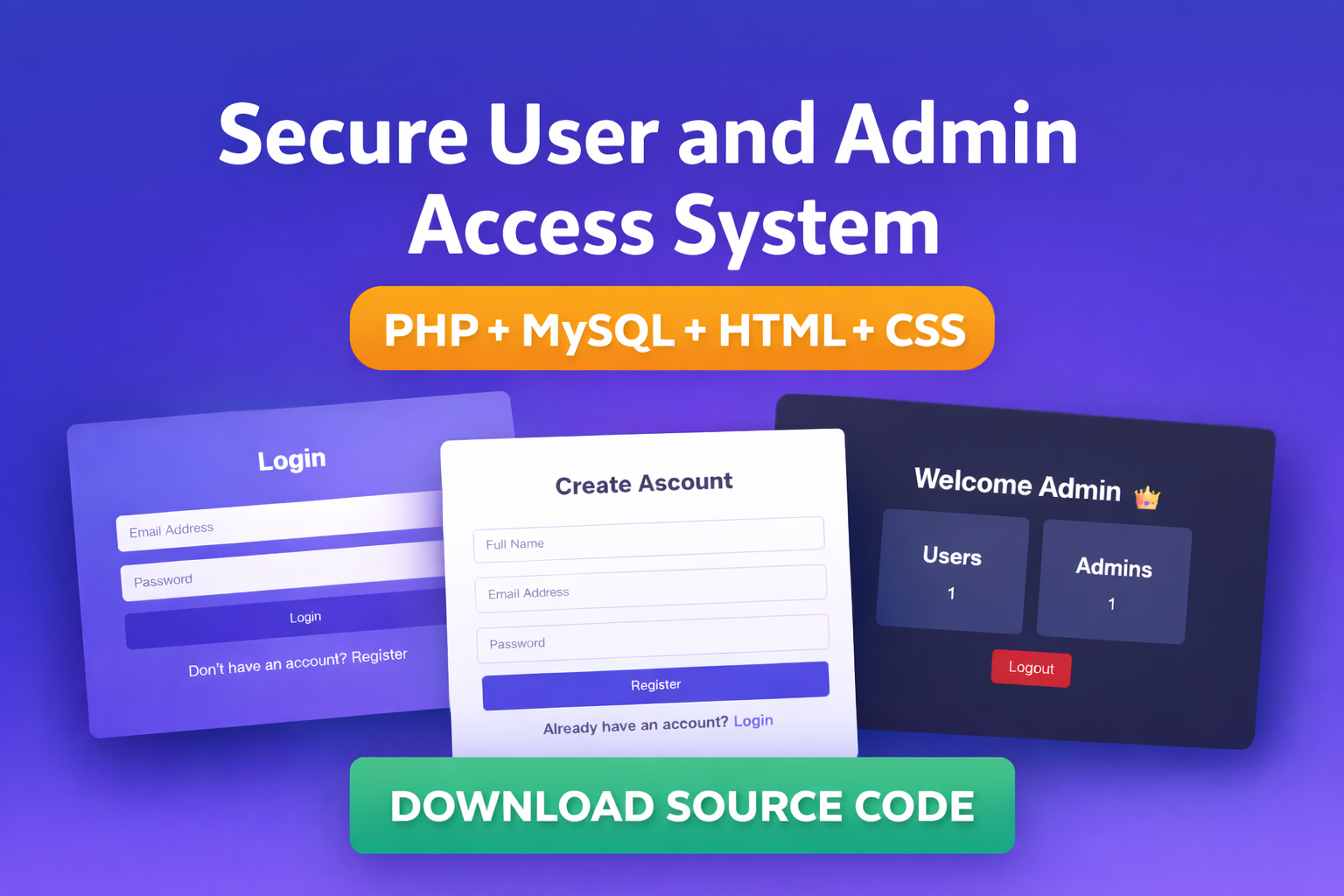 Both User &amp; Admin Login System in PHP | Free Source Code Download